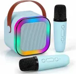 DDOO karaoke rinkinys vaikams: 2 belaidžiai mikrofonai ir &bdquo;Bluetooth&ldquo; garsiakalbis