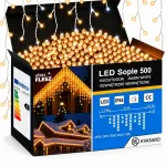SOPLE 500 LED lauko &scaron;viesų užuolaida, IP44, &scaron;iltai balta ir &scaron;altai balta mirksinti &scaron;viesa, 25 m