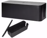 Kabelių ir laidų organizatorius, dėžutė su dangteliu, 40x13x15 cm, juodas