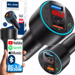 FM siųstuvas įkroviklis BLUETOOTH BT USB TIPAS-C QC 3.0 + PD 30W BASS LED MP3