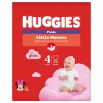 HUGGIES S4 kelnaitės mergaitėms 9-14 kg svorio kategorijai, pakuotėje 72 vnt.