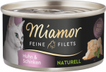 Miamor Feine Filets Naturelle Vi&scaron;tiena&Kumpis 80g - Filelės gabaliukai savyje sulčių su vi&scaron;tiena ir kumpiu