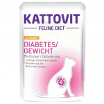 Kattovit Diabetes Huhn 85g - katėms su pertekliniu svoriu, kenčiančioms nuo nutukimo, su padidėjusiu cukraus kiekiu kraujyje arba diabetu