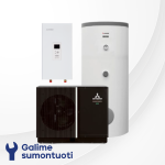 Mitsubishi Heavy Industries Hydrobox EZY oras-vanduo &scaron;ilumos siurblys su integruota 285 l talpa HBM140H komplekte FDCM140VNX-P galia 18 kW
