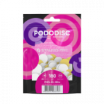 Keičiamosios dildės pedikiūro diskui su mink&scaron;tu pagrindu Staleks Pro M 180 gr., baltos (50 vnt.) [PDFS-20-180W]