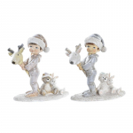 Kalėdų papuo&scaron;alai DKD Home Decor Derva Vaikas (11 x 5,5 x 12 cm) (2 vnt.)