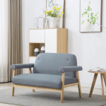 Dvivietė sofa, audinys, &scaron;viesiai pilkos spalvos