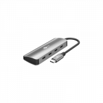 Goobay 76565 Slim 4-Port USB-Hub, USB-C&trade; auf USB-C&trade;, 10 Gbit/s, Grey