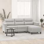 Trivietė sofa su pakoja, &scaron;viesiai pilka, 180cm, audinys