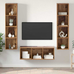 TV spintelių komplektas 3 pcs Senovinis medis Apdirbta mediena