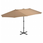 Lauko skėtis nuo saulės su aliuminio stulpu, taupe, 460x270cm