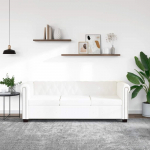 Chesterfield trivietė sofa, dirbtinė oda, balta