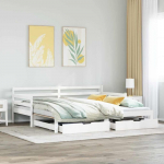 Lova su i&scaron;traukiama dalimi/stalčiais be čiužinio balta 90x190cm