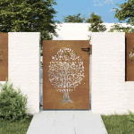 Sodo vartai, 85x150 cm, Corten plienas, medžio ra&scaron;tas