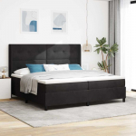 Kiemas lova su LED juostelėmis Juoda 200 x 200 cm Aksomas