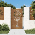 Sodo vartai, 100x200 cm, Corten plienas, medžio ra&scaron;tas