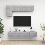 Televizoriaus spintelių komplektas, 5 dalių, betono, mediena