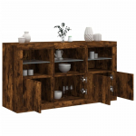 &Scaron;oninė spintelė su LED lemputėmis, dūminio ąžuolo, 123x37x67cm