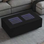 Kavos staliukas su Infinity LED, juodas, 116x69x40cm