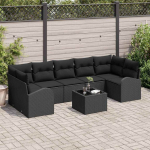 Sodo Sofų Rinkinys su saugykla 8 pcs Juoda poliratanas