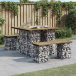 Sodo stalas, gabionų dizainas, 100x102x72 cm, impregnuota pu&scaron;ies mediena
