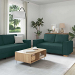Sofa 3 vnt. Tamsiai žalia Lino mi&scaron;inio audinys