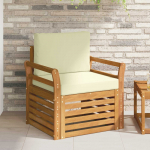 Lauko sofa Tvirta akacijos mediena ir poliesteris Natūrali