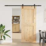 Slankios durys NARVIK Natūrali ir juoda 95 x 210 cm (213,5 cm)