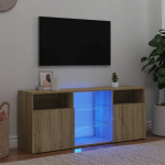 Televizoriaus spintelė su LED ap&scaron;vietimu, ąžuolo, 120x30x50cm