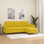 Trivietė sofa su pakoja, geltonos spalvos, 180cm, aksomas