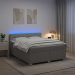 Lova su čiužiniu ir LED ap&scaron;vietimu &Scaron;viesiai pilka 140 x 200 cm