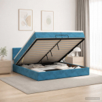 Otmana lova su matracsu ir LED Tamsi mėlyna 200 x 200 cm