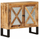 &Scaron;oninė spintelė, 80x30x71cm, neapdorotas mango masyvas/metalas
