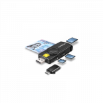 AXAGON Compact travel USB-A + USB-C contact Smart/ID card and SD/microSD/SIM card reader | CRE-SMP2A