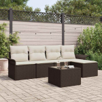Lauko sofa su pagalve 6 pcs Ruda poliratanas