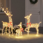 Elnių &scaron;eima su 300 LED 3 pcs &Scaron;ilta balta 67 x 26 x 127 cm PET