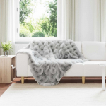 Dirbtinio Zefyro Pūkuotas Patalynė 4 pcs Pilka 130 x 150 cm