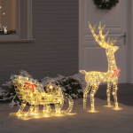 Elnių tempimo roges su 200 LED &Scaron;ilta balta 70 x 26 x 129 cm PET