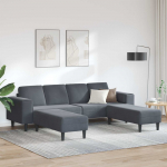 Svetainės sofa 3 pcs Tamsiai pilka 250 x 188 x 76 cm