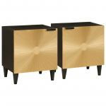 &Scaron;alia lovos spintelė 2 pcs Juodas ir auksinis 40 x 33 x 46 cm
