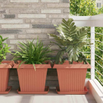 Kvadratinis gėlių vazonas 24 pcs Raudona plyta Plastmasė