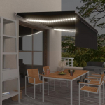 I&scaron;traukiama markizė su uždanga ir LED, antracito, 4x3m
