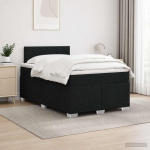 Lova su čiužiniu ir LED ap&scaron;vietimu Juoda 120 x 190 cm Audinys