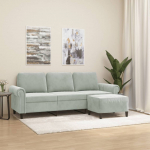 Trivietė sofa su pakoja, &scaron;viesiai pilka, 180cm, aksomas