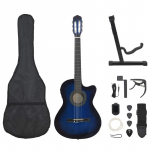 Gitaros rinkinys su ekvalaizeriu, 12 dalių, mėlynas, 6 stygos
