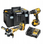 DeWalt DCK2026P2T-QW Combo set DCD805 + DCG405, 18 V XR 2&times;5.0 Ah black, yellow | DW DCK2026P2 | 5035048840177