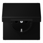 Ki&scaron;tukinis lizdas su įžeminimu ir dangteliu (varžtiniai gnybtai) JUNG LS1521KLSWM (matinis juodas)