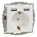 Ki&scaron;tukinis lizdas su įžeminimu + 2x USB-A įkrovimo lizdais Schneider Electric Sedna Design SDD111052 (baltas)