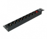 Maitinimo panelė 19'' spintai K-BL-G10G08S/P (8x240V Schuko, su jungikliu, 1.8m, plastikinis korpusas)