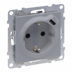 Ki&scaron;tukinis lizdas su įžem. + USB-C įkroviklio lizdu aliuminis Suno Legrand 721329